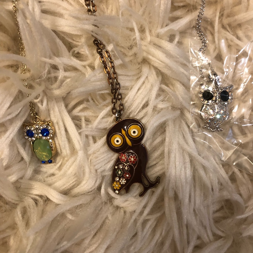 Set of 3 owl necklaces